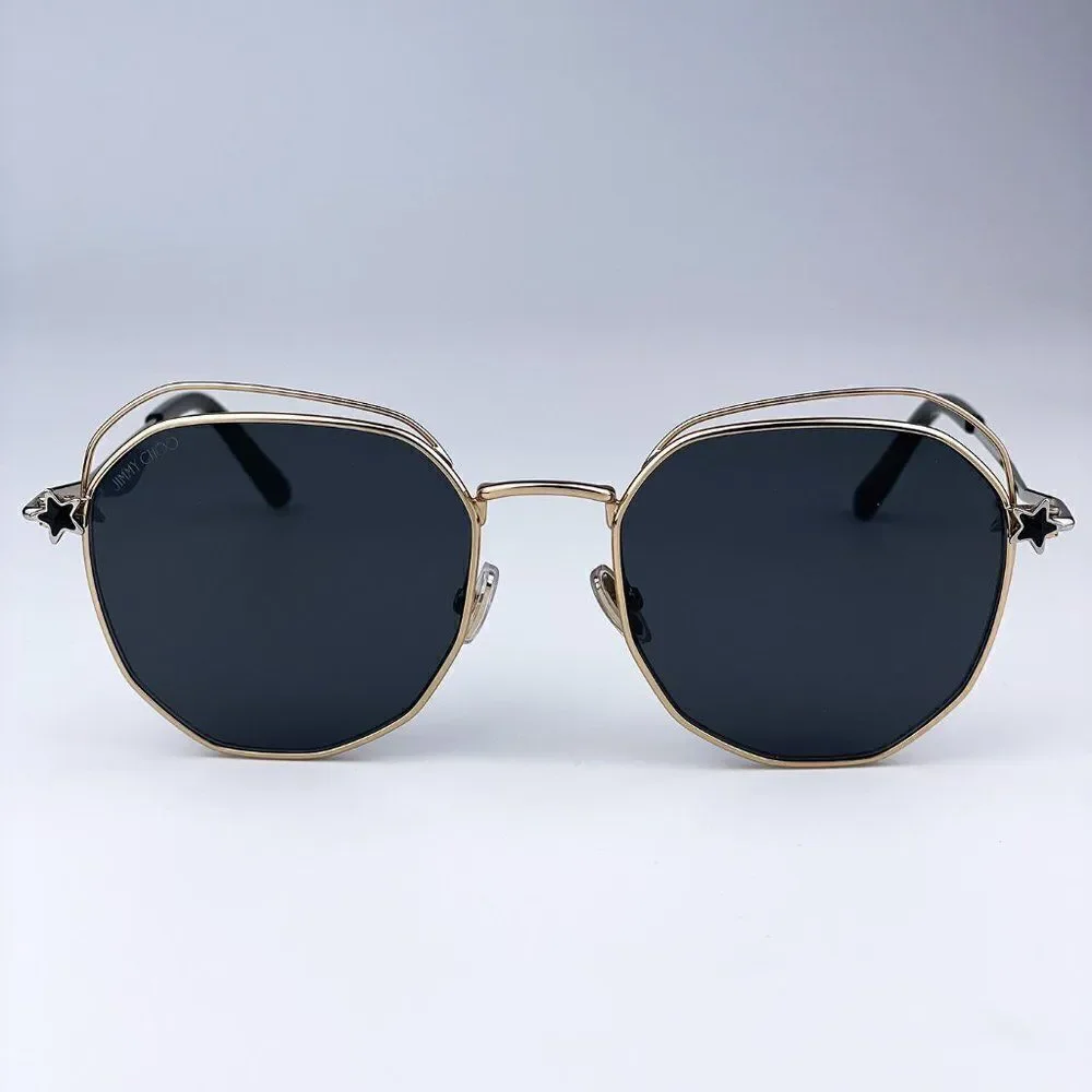 SALE! NEW Jimmy Choo FRANNY/S J5G Gold Dark Gray Round Steel Women Sunglasses